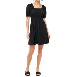NWT JCrew Black Large Mini dress Square neck Stretch 100Cotton Classic